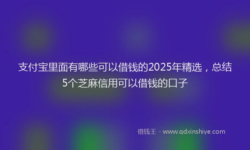 支付宝里面有哪些可以借钱的2025年精选，总结5个芝麻信用可以借钱的口子