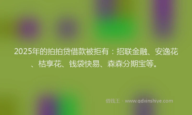 2025年的拍拍贷借款被拒有：招联金融、安逸花、桔享花、钱袋快易、森森分期宝等。