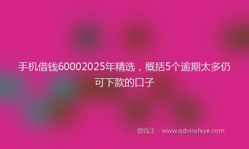 手机借钱60002025年精选，概括5个逾期太多仍可下款的口子