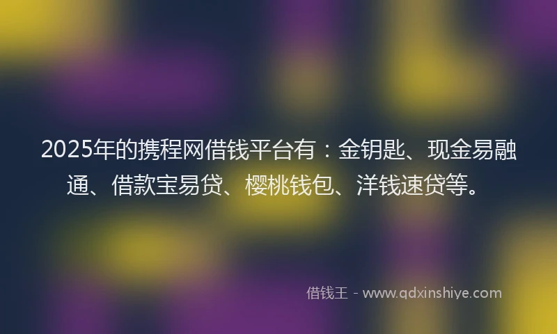 2025年的携程网借钱平台有：金钥匙、现金易融通、借款宝易贷、樱桃钱包、洋钱速贷等。
