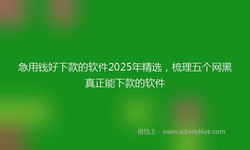急用钱好下款的软件2025年精选，梳理五个网黑真正能下款的软件