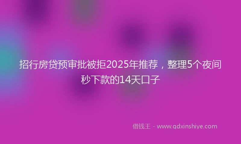 招行房贷预审批被拒2025年推荐，整理5个夜间秒下款的14天口子