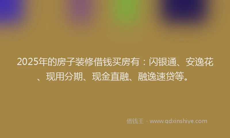 2025年的房子装修借钱买房有：闪银通、安逸花、现用分期、现金直融、融逸速贷等。