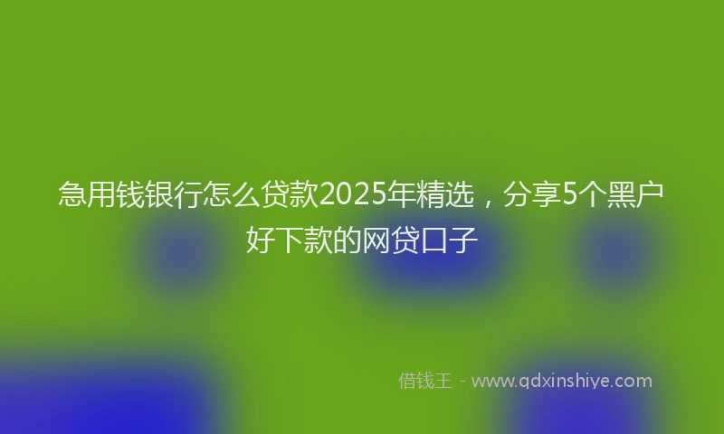 急用钱银行怎么贷款2025年精选，分享5个黑户好下款的网贷口子