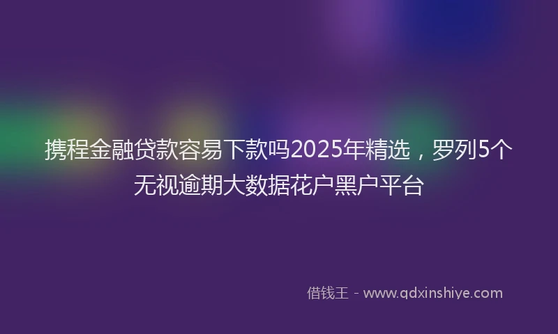 携程金融贷款容易下款吗2025年精选，罗列5个无视逾期大数据花户黑户平台