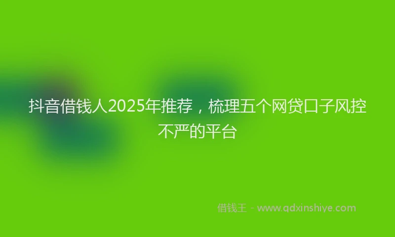 抖音借钱人2025年推荐，梳理五个网贷口子风控不严的平台