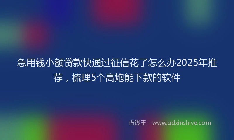 急用钱小额贷款快通过征信花了怎么办2025年推荐，梳理5个高炮能下款的软件