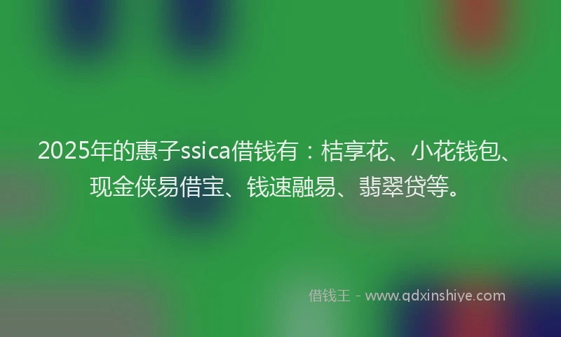 2025年的惠子ssica借钱有：桔享花、小花钱包、现金侠易借宝、钱速融易、翡翠贷等。