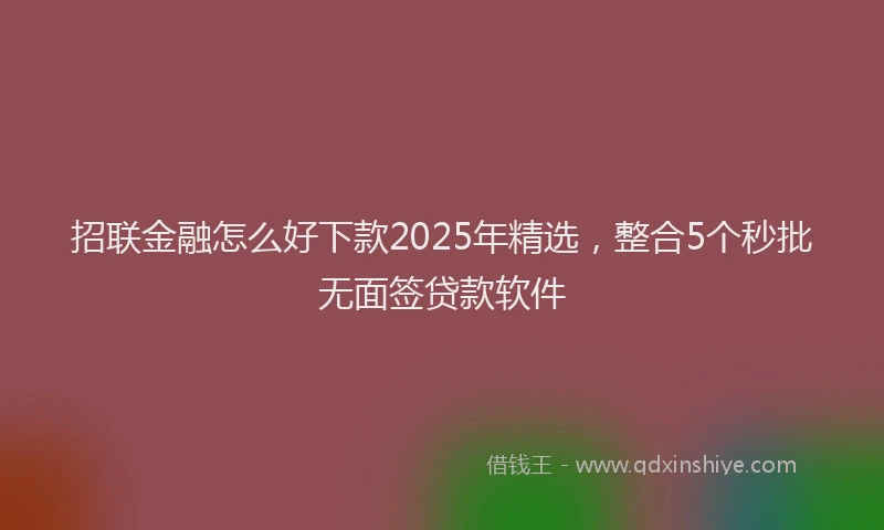招联金融怎么好下款2025年精选，整合5个秒批无面签贷款软件