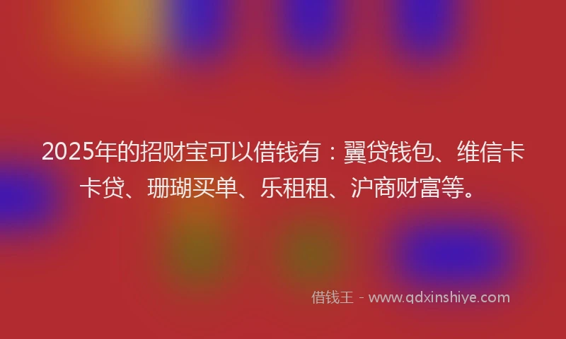 2025年的招财宝可以借钱有：翼贷钱包、维信卡卡贷、珊瑚买单、乐租租、沪商财富等。