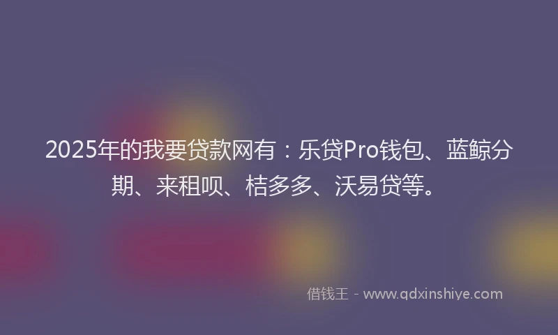 2025年的我要贷款网有：乐贷Pro钱包、蓝鲸分期、来租呗、桔多多、沃易贷等。