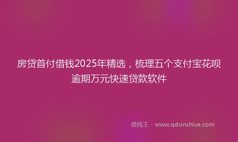 房贷首付借钱2025年精选，梳理五个支付宝花呗逾期万元快速贷款软件