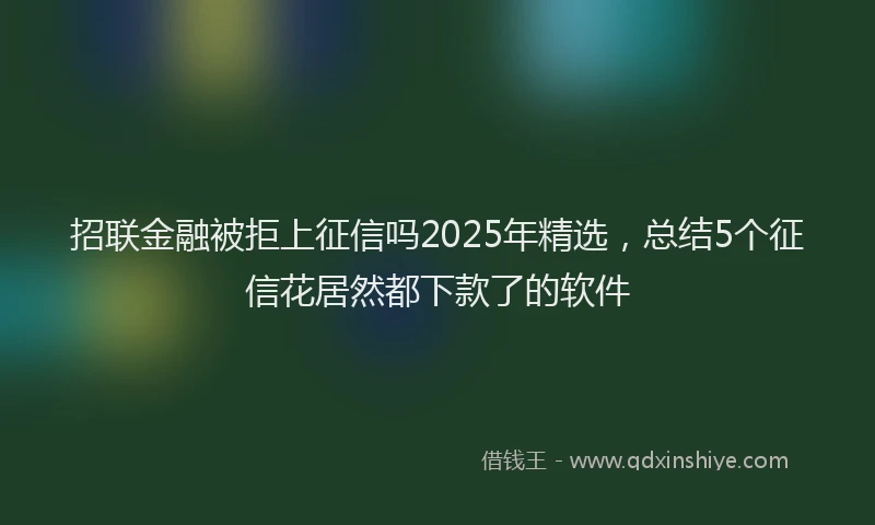 招联金融被拒上征信吗2025年精选，总结5个征信花居然都下款了的软件