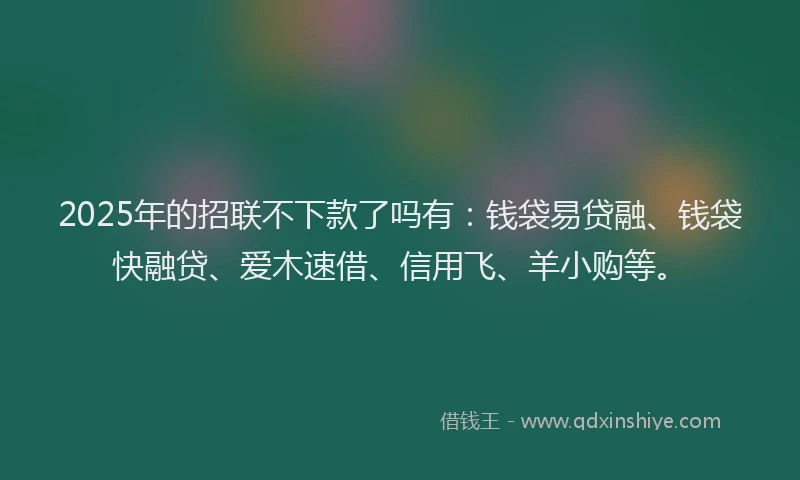 2025年的招联不下款了吗有：钱袋易贷融、钱袋快融贷、爱木速借、信用飞、羊小购等。
