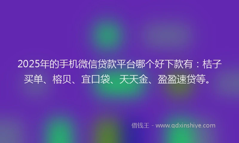 2025年的手机微信贷款平台哪个好下款有：桔子买单、榕贝、宜口袋、天天金、盈盈速贷等。