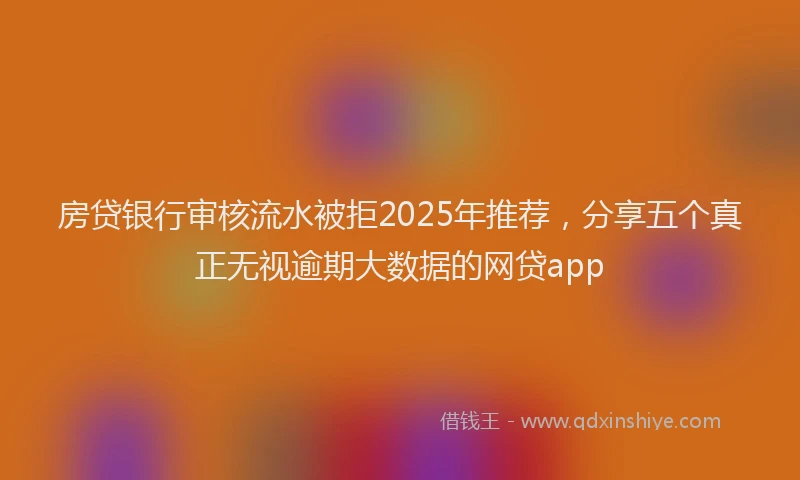 房贷银行审核流水被拒2025年推荐，分享五个真正无视逾期大数据的网贷app