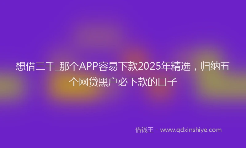 想借三千_那个APP容易下款2025年精选，归纳五个网贷黑户必下款的口子