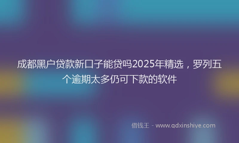 成都黑户贷款新口子能贷吗2025年精选，罗列五个逾期太多仍可下款的软件