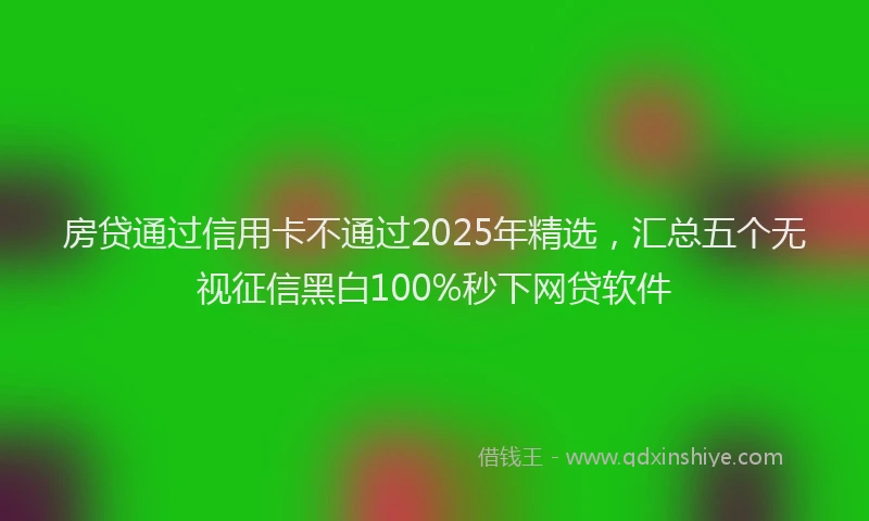 房贷通过信用卡不通过2025年精选，汇总五个无视征信黑白100%秒下网贷软件