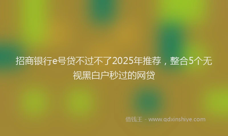 招商银行e号贷不过不了2025年推荐，整合5个无视黑白户秒过的网贷
