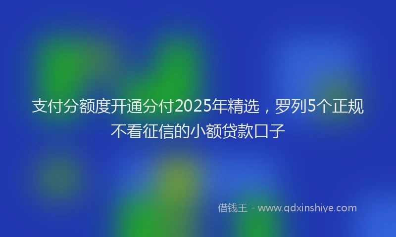 支付分额度开通分付2025年精选，罗列5个正规不看征信的小额贷款口子