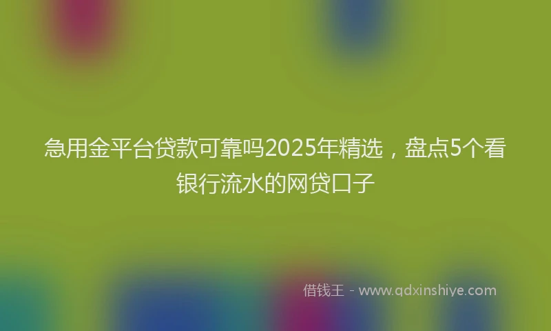 急用金平台贷款可靠吗2025年精选，盘点5个看银行流水的网贷口子