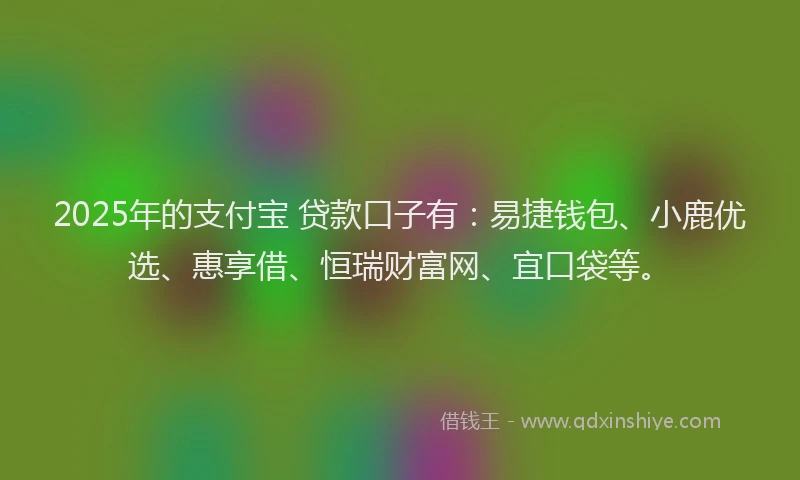 2025年的支付宝 贷款口子有：易捷钱包、小鹿优选、惠享借、恒瑞财富网、宜口袋等。