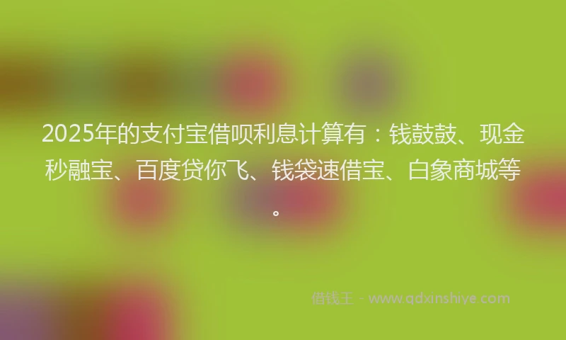 2025年的支付宝借呗利息计算有：钱鼓鼓、现金秒融宝、百度贷你飞、钱袋速借宝、白象商城等。