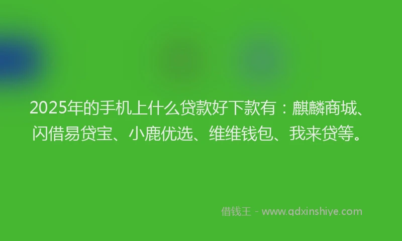2025年的手机上什么贷款好下款有：麒麟商城、闪借易贷宝、小鹿优选、维维钱包、我来贷等。