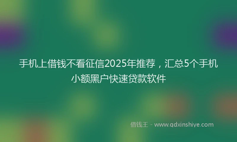 手机上借钱不看征信2025年推荐，汇总5个手机小额黑户快速贷款软件