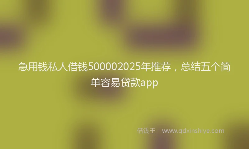 急用钱私人借钱500002025年推荐，总结五个简单容易贷款app