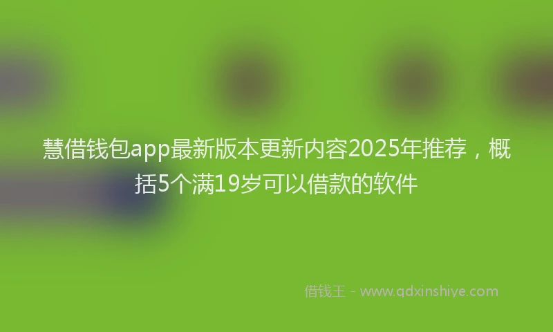 慧借钱包app最新版本更新内容2025年推荐，概括5个满19岁可以借款的软件
