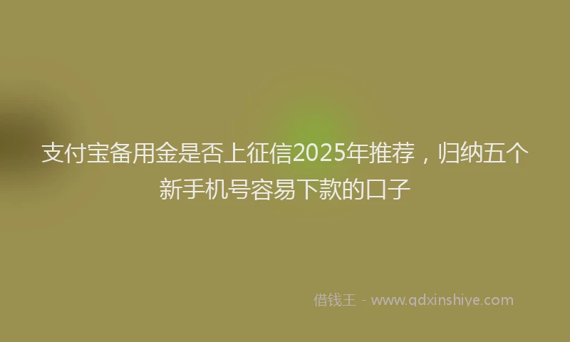 支付宝备用金是否上征信2025年推荐，归纳五个新手机号容易下款的口子