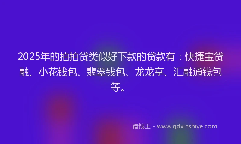 2025年的拍拍贷类似好下款的贷款有：快捷宝贷融、小花钱包、翡翠钱包、龙龙享、汇融通钱包等。