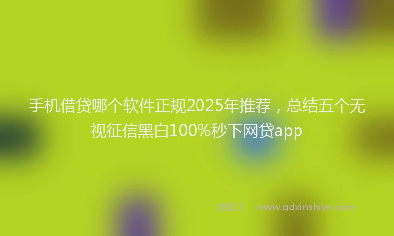 手机借贷哪个软件正规2025年推荐，总结五个无视征信黑白100%秒下网贷app