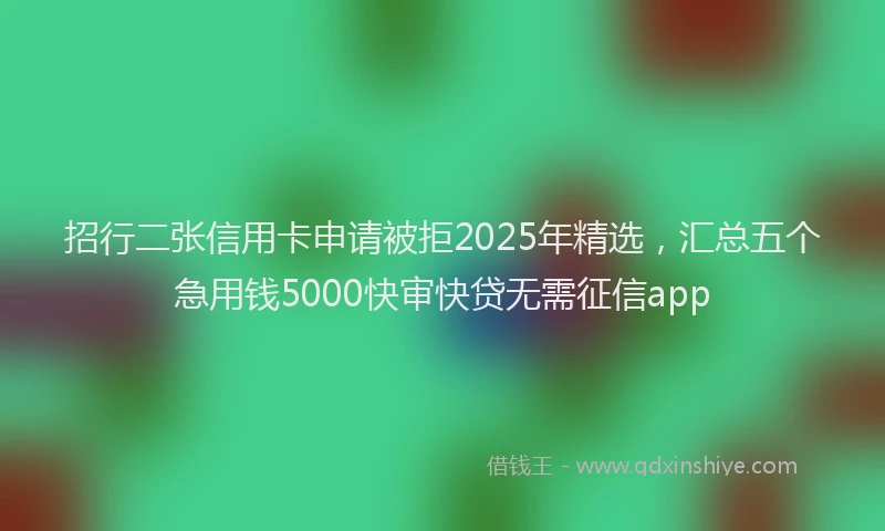 招行二张信用卡申请被拒2025年精选，汇总五个急用钱5000快审快贷无需征信app