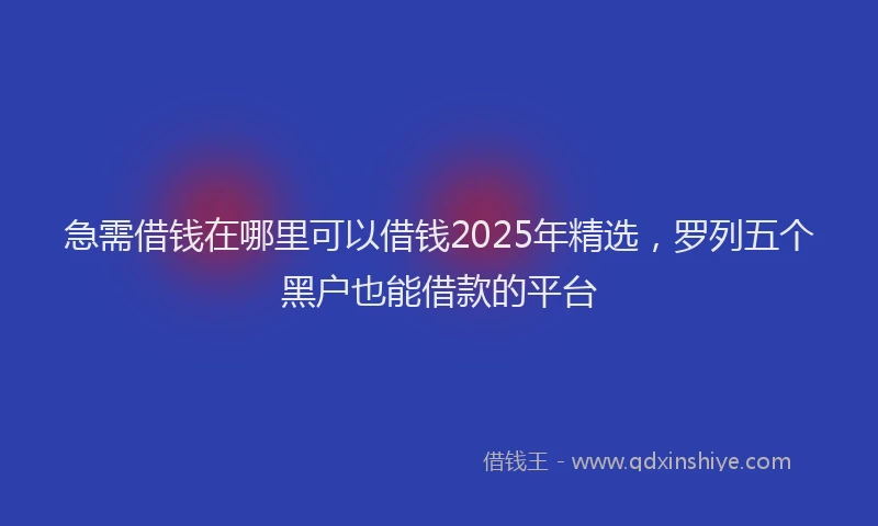 急需借钱在哪里可以借钱2025年精选，罗列五个黑户也能借款的平台