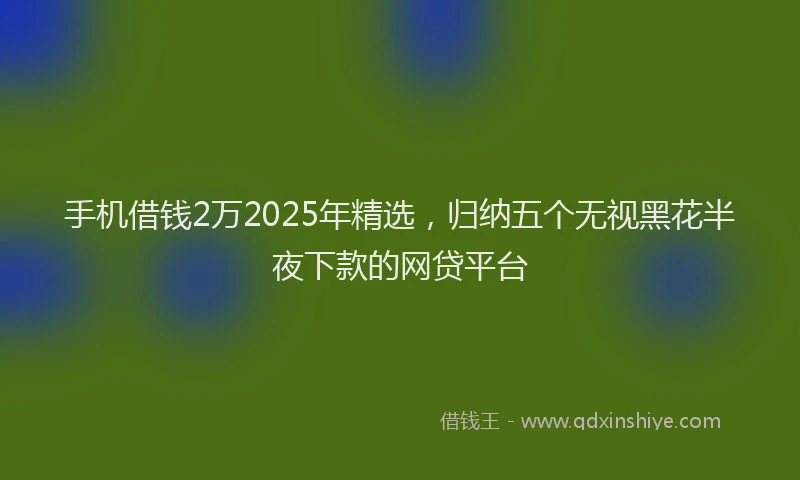 手机借钱2万2025年精选，归纳五个无视黑花半夜下款的网贷平台