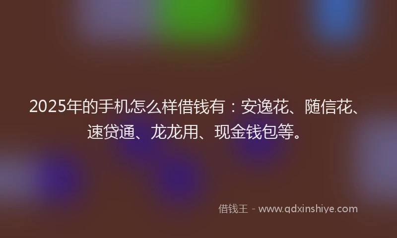 2025年的手机怎么样借钱有：安逸花、随信花、速贷通、龙龙用、现金钱包等。