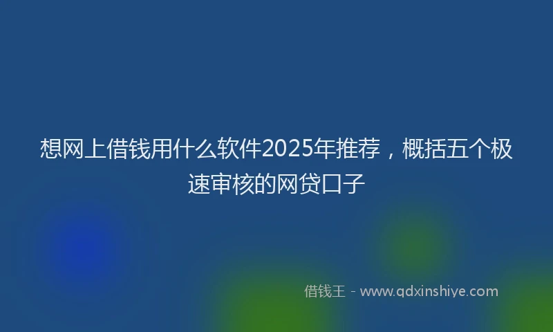 想网上借钱用什么软件2025年推荐，概括五个极速审核的网贷口子