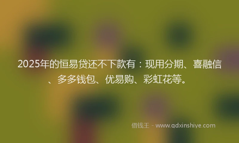 2025年的恒易贷还不下款有：现用分期、喜融信、多多钱包、优易购、彩虹花等。