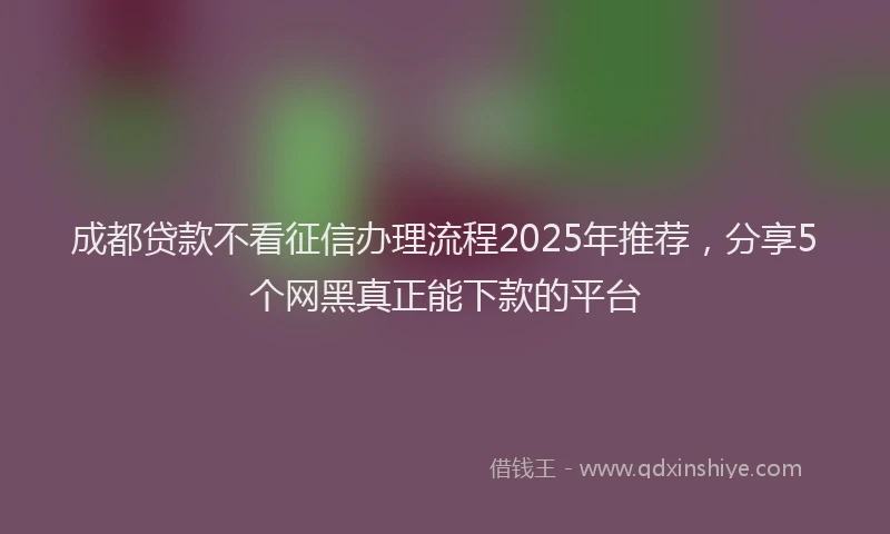成都贷款不看征信办理流程2025年推荐，分享5个网黑真正能下款的平台