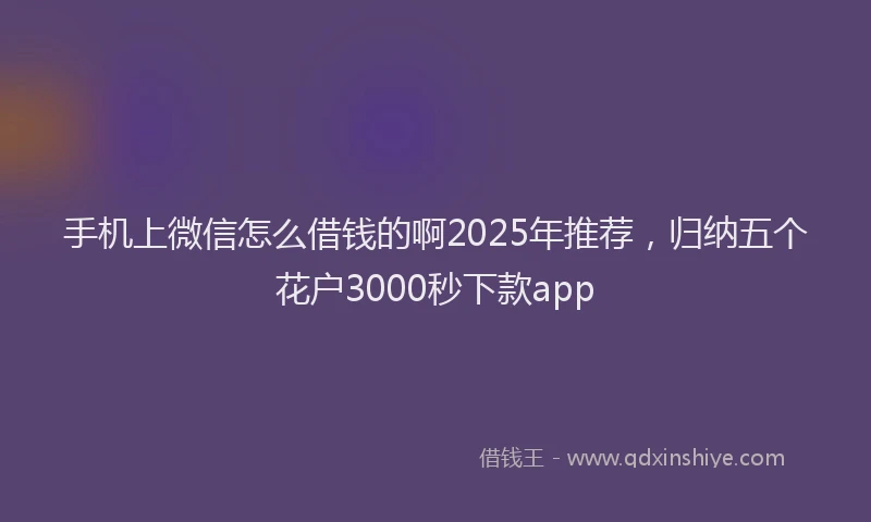 手机上微信怎么借钱的啊2025年推荐，归纳五个花户3000秒下款app