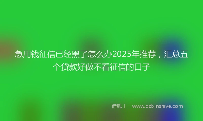 急用钱征信已经黑了怎么办2025年推荐，汇总五个贷款好做不看征信的口子
