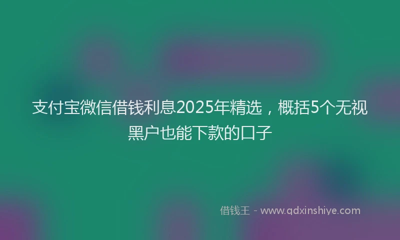 支付宝微信借钱利息2025年精选，概括5个无视黑户也能下款的口子