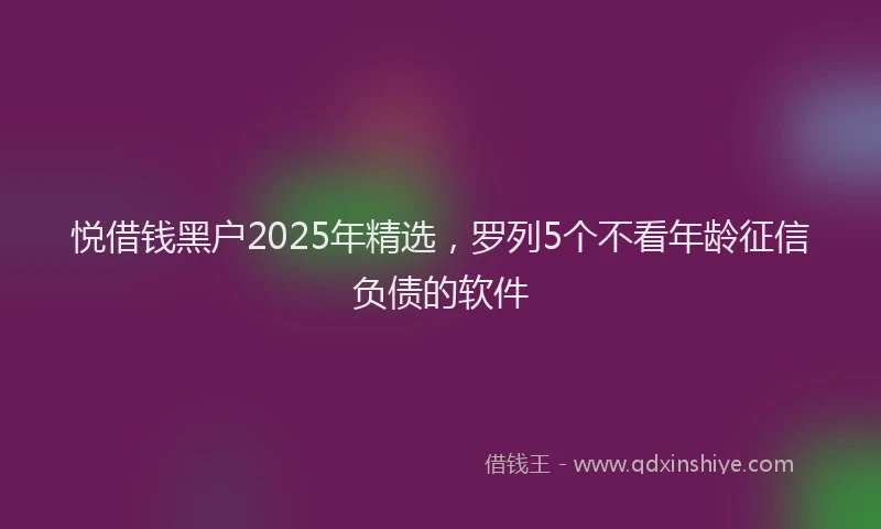 悦借钱黑户2025年精选，罗列5个不看年龄征信负债的软件