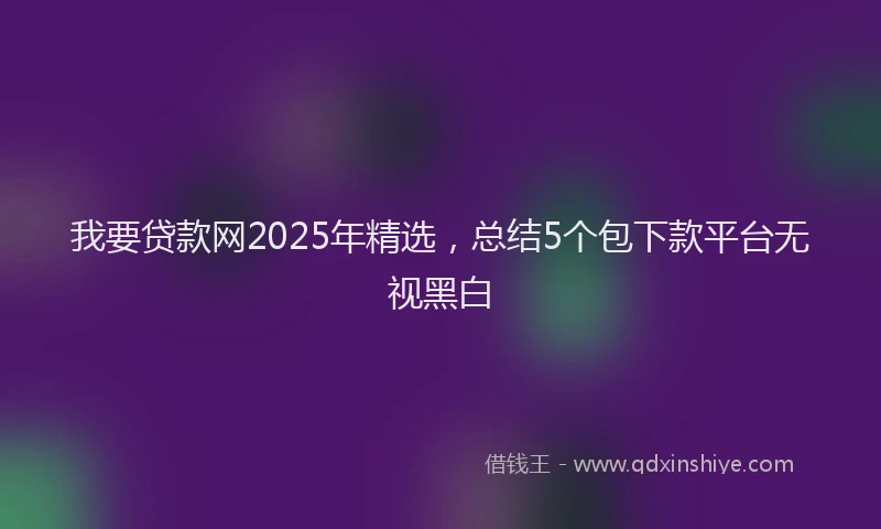 我要贷款网2025年精选，总结5个包下款平台无视黑白