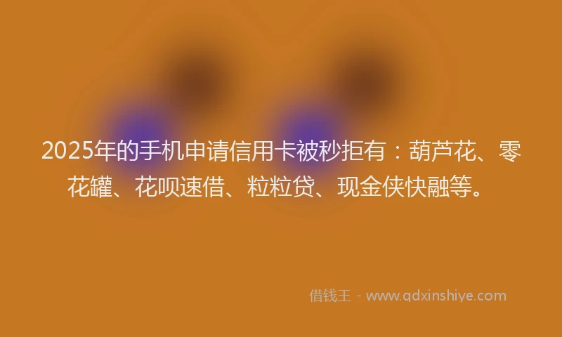 2025年的手机申请信用卡被秒拒有：葫芦花、零花罐、花呗速借、粒粒贷、现金侠快融等。