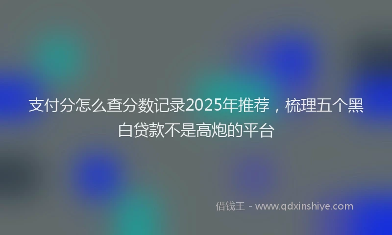 支付分怎么查分数记录2025年推荐，梳理五个黑白贷款不是高炮的平台