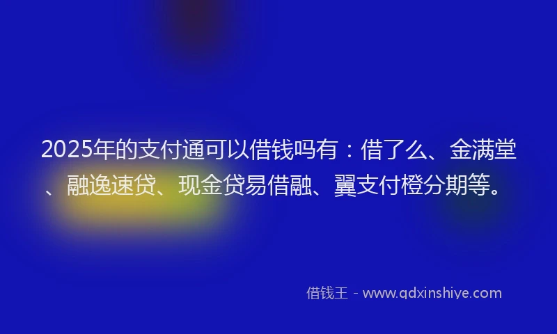 2025年的支付通可以借钱吗有：借了么、金满堂、融逸速贷、现金贷易借融、翼支付橙分期等。